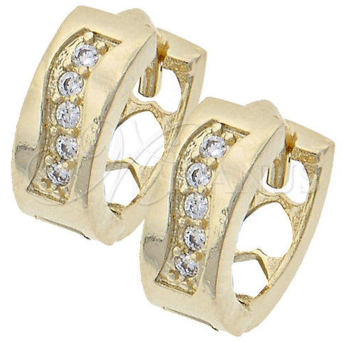 Oro Laminado Huggie Hoop, Gold Filled Style with White Cubic Zirconia, Polished, Golden Finish, 5.131.007.2
