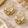 Oro Laminado Small Hoop, Gold Filled Style Filigree Design, Diamond Cutting Finish, Golden Finish, 5.146.031.1