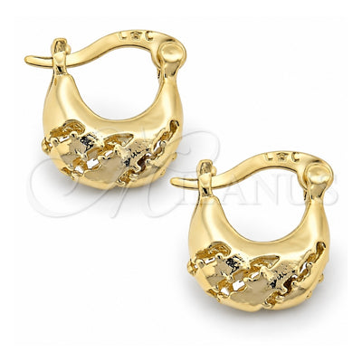 Oro Laminado Small Hoop, Gold Filled Style Filigree Design, Diamond Cutting Finish, Golden Finish, 5.146.031.1