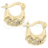 Oro Laminado Small Hoop, Gold Filled Style Filigree Design, Diamond Cutting Finish, Golden Finish, 5.146.031.1