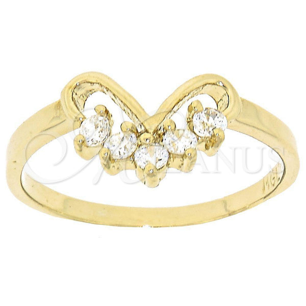 Oro Laminado Multi Stone Ring, Gold Filled Style Heart Design, with White Cubic Zirconia, Polished, Golden Finish, 5.165.021.07 (Size 7)