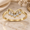 Oro Laminado Multi Stone Ring, Gold Filled Style Heart Design, with White Cubic Zirconia, Polished, Golden Finish, 5.165.021.08 (Size 8)