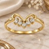 Oro Laminado Multi Stone Ring, Gold Filled Style Heart Design, with White Cubic Zirconia, Polished, Golden Finish, 5.165.021.09 (Size 9)