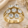 Oro Laminado Multi Stone Ring, Gold Filled Style Flower Design, with White Cubic Zirconia, Polished, Golden Finish, 5.171.025.08 (Size 8)