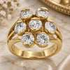 Oro Laminado Multi Stone Ring, Gold Filled Style Flower Design, with White Cubic Zirconia, Polished, Golden Finish, 5.171.025.09 (Size 9)