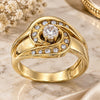Oro Laminado Multi Stone Ring, Gold Filled Style Duo Design, with White Cubic Zirconia and White Crystal, Polished, Golden Finish, 5.166.003.09 (Size 9)