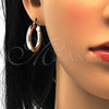 Oro Laminado Small Hoop, Gold Filled Style Hollow Design, Diamond Cutting Finish, Tricolor, 5.139.020.1.25