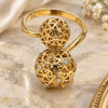 Oro Laminado Multi Stone Ring, Gold Filled Style Ball Design, with White Crystal, Polished, Golden Finish, 5.166.004.08 (Size 8)