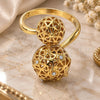 Oro Laminado Multi Stone Ring, Gold Filled Style Ball Design, with White Crystal, Polished, Golden Finish, 5.166.004.09 (Size 9)