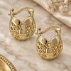 Oro Laminado Small Hoop, Gold Filled Style Flower Design, Polished, Golden Finish, 5.144.001.1