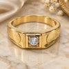 Oro Laminado Mens Ring, Gold Filled Style Solitaire Design, with White Cubic Zirconia, Diamond Cutting Finish, Golden Finish, 01.63.0449.06 (Size 6)