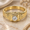 Oro Laminado Mens Ring, Gold Filled Style Solitaire Design, with White Cubic Zirconia, Polished, Golden Finish, 5.175.030.07 (Size 7)