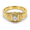 Oro Laminado Mens Ring, Gold Filled Style Solitaire Design, with White Cubic Zirconia, Polished, Golden Finish, 5.175.030.07 (Size 7)