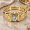 Oro Laminado Mens Ring, Gold Filled Style Solitaire Design, with White Cubic Zirconia, Polished, Golden Finish, 5.175.030.08 (Size 8)