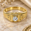 Oro Laminado Mens Ring, Gold Filled Style Solitaire Design, with White Cubic Zirconia, Diamond Cutting Finish, Golden Finish, 5.175.030.09 (Size 9)