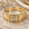 Oro Laminado Mens Ring, Gold Filled Style Solitaire Design, with White Cubic Zirconia, Diamond Cutting Finish, Golden Finish, 5.175.022.08 (Size 8)