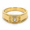 Oro Laminado Mens Ring, Gold Filled Style Solitaire Design, with White Cubic Zirconia, Diamond Cutting Finish, Golden Finish, 5.175.022.08 (Size 8)