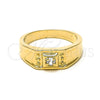 Oro Laminado Mens Ring, Gold Filled Style Solitaire Design, with White Cubic Zirconia, Diamond Cutting Finish, Golden Finish, 5.175.022.08 (Size 8)