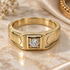 Oro Laminado Mens Ring, Gold Filled Style Solitaire Design, with White Cubic Zirconia, Diamond Cutting Finish, Golden Finish, 01.63.0449.07 (Size 7)