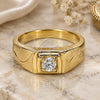 Oro Laminado Mens Ring, Gold Filled Style Solitaire Design, with White Cubic Zirconia, Polished, Golden Finish, 5.175.029.07 (Size 7)