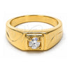 Oro Laminado Mens Ring, Gold Filled Style Solitaire Design, with White Cubic Zirconia, Polished, Golden Finish, 5.175.029.07 (Size 7)