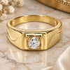 Oro Laminado Mens Ring, Gold Filled Style Solitaire Design, with White Cubic Zirconia, Polished, Golden Finish, 5.175.029.09 (Size 9)