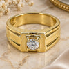 Oro Laminado Mens Ring, Gold Filled Style Solitaire Design, with White Cubic Zirconia, Matte Finish, Golden Finish, 5.175.034.07 (Size 7)