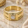 Oro Laminado Mens Ring, Gold Filled Style Solitaire Design, with White Cubic Zirconia, Matte Finish, Golden Finish, 5.175.034.08 (Size 8)
