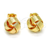 Oro Laminado Stud Earring, Gold Filled Style Love Knot Design, Polished, Golden Finish, 02.63.2373