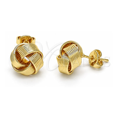 Oro Laminado Stud Earring, Gold Filled Style Love Knot Design, Polished, Golden Finish, 02.63.2373