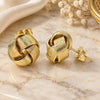 Oro Laminado Stud Earring, Gold Filled Style Love Knot Design, Diamond Cutting Finish, Golden Finish, 02.63.2378