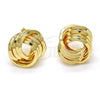 Oro Laminado Stud Earring, Gold Filled Style Love Knot Design, Polished, Golden Finish, 02.63.2379