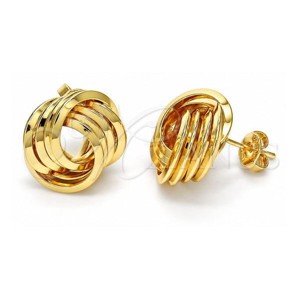 Oro Laminado Stud Earring, Gold Filled Style Love Knot Design, Polished, Golden Finish, 02.63.2379