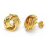 Oro Laminado Stud Earring, Gold Filled Style Love Knot Design, Polished, Golden Finish, 02.63.2379