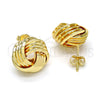 Oro Laminado Stud Earring, Gold Filled Style Love Knot Design, Polished, Golden Finish, 02.63.2380