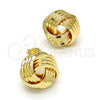 Oro Laminado Stud Earring, Gold Filled Style Love Knot Design, Polished, Golden Finish, 02.63.2380