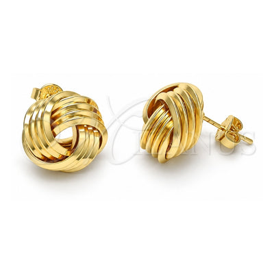 Oro Laminado Stud Earring, Gold Filled Style Love Knot Design, Polished, Golden Finish, 02.63.2380