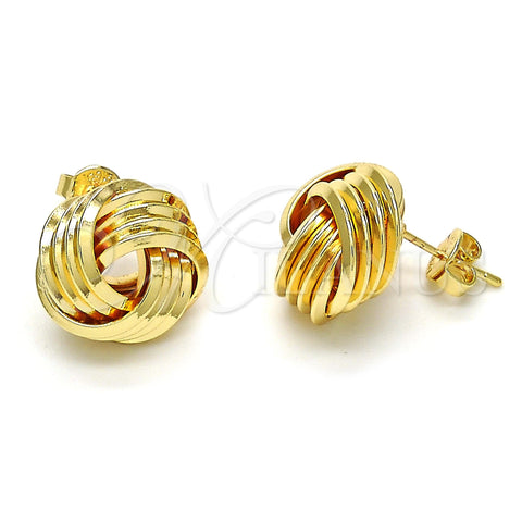 Oro Laminado Stud Earring, Gold Filled Style Love Knot Design, Polished, Golden Finish, 02.63.2380