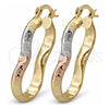 Oro Laminado Medium Hoop, Gold Filled Style Diamond Cutting Finish, Tricolor, 5.149.022.1