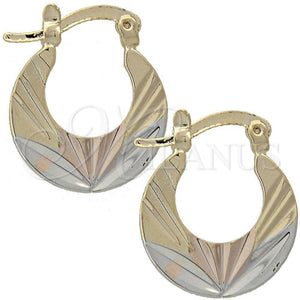 Oro Laminado Small Hoop, Gold Filled Style Diamond Cutting Finish, Tricolor, 5.144.017.1