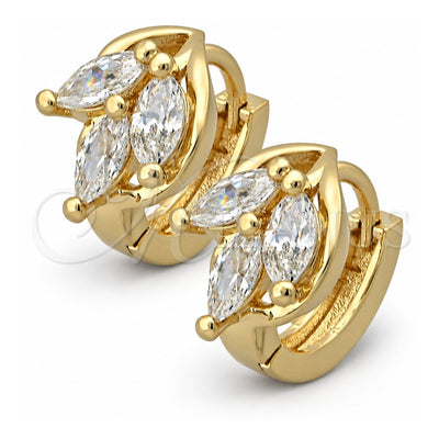 Oro Laminado Huggie Hoop, Gold Filled Style with White Cubic Zirconia, Polished, Golden Finish, 5.130.027.1