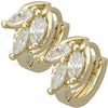 Oro Laminado Huggie Hoop, Gold Filled Style with White Cubic Zirconia, Polished, Golden Finish, 5.130.027.1