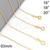 Oro Laminado Basic Necklace, Gold Filled Style Curb Design, Polished, Golden Finish, 04.09.0001.18 (0.50 Gauge, 03 MM Thickness, 18 Inches Length)