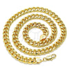 Oro Laminado Basic Necklace, Gold Filled Style Miami Cuban Design, Polished, Golden Finish, 04.63.0130.1.24 (250 Gauge, 09 MM Thickness, 24 Inches Length)