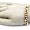 Oro Laminado Basic Bracelet, Gold Filled Style Miami Cuban Design, Polished, Golden Finish, 04.63.0130.1.08 (250 Gauge, 09 MM Thickness, 8 Inches Length)