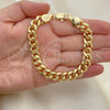 Oro Laminado Basic Bracelet, Gold Filled Style Miami Cuban Design, Polished, Golden Finish, 04.63.0130.1.08 (250 Gauge, 09 MM Thickness, 8 Inches Length)