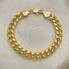 Oro Laminado Basic Bracelet, Gold Filled Style Miami Cuban Design, Polished, Golden Finish, 04.63.0130.1.08 (250 Gauge, 09 MM Thickness, 8 Inches Length)