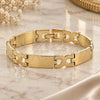 Oro Laminado Solid Bracelet, Gold Filled Style Hugs and Kisses Design, Polished, Golden Finish, 5.035.002.2 (05 MM Thickness, 8 Inches Length)
