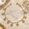 Oro Laminado Charm Bracelet, Gold Filled Style Flower Design, Diamond Cutting Finish, Golden Finish, 03.09.0038.07 (8 Inches Length)
