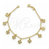 Oro Laminado Charm Bracelet, Gold Filled Style Flower Design, Diamond Cutting Finish, Golden Finish, 03.09.0038.07 (8 Inches Length)